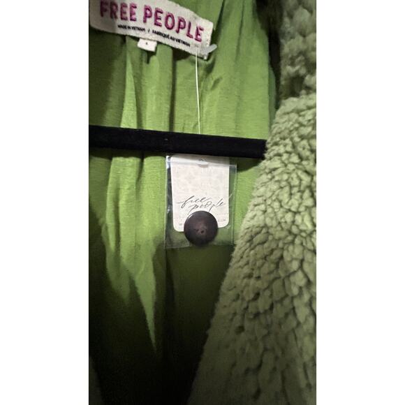 NEW Y2K Free People Joplin Cozy Sherpa Faux Fur Jacket Pistachio Green $198 - Picture 5 of 11